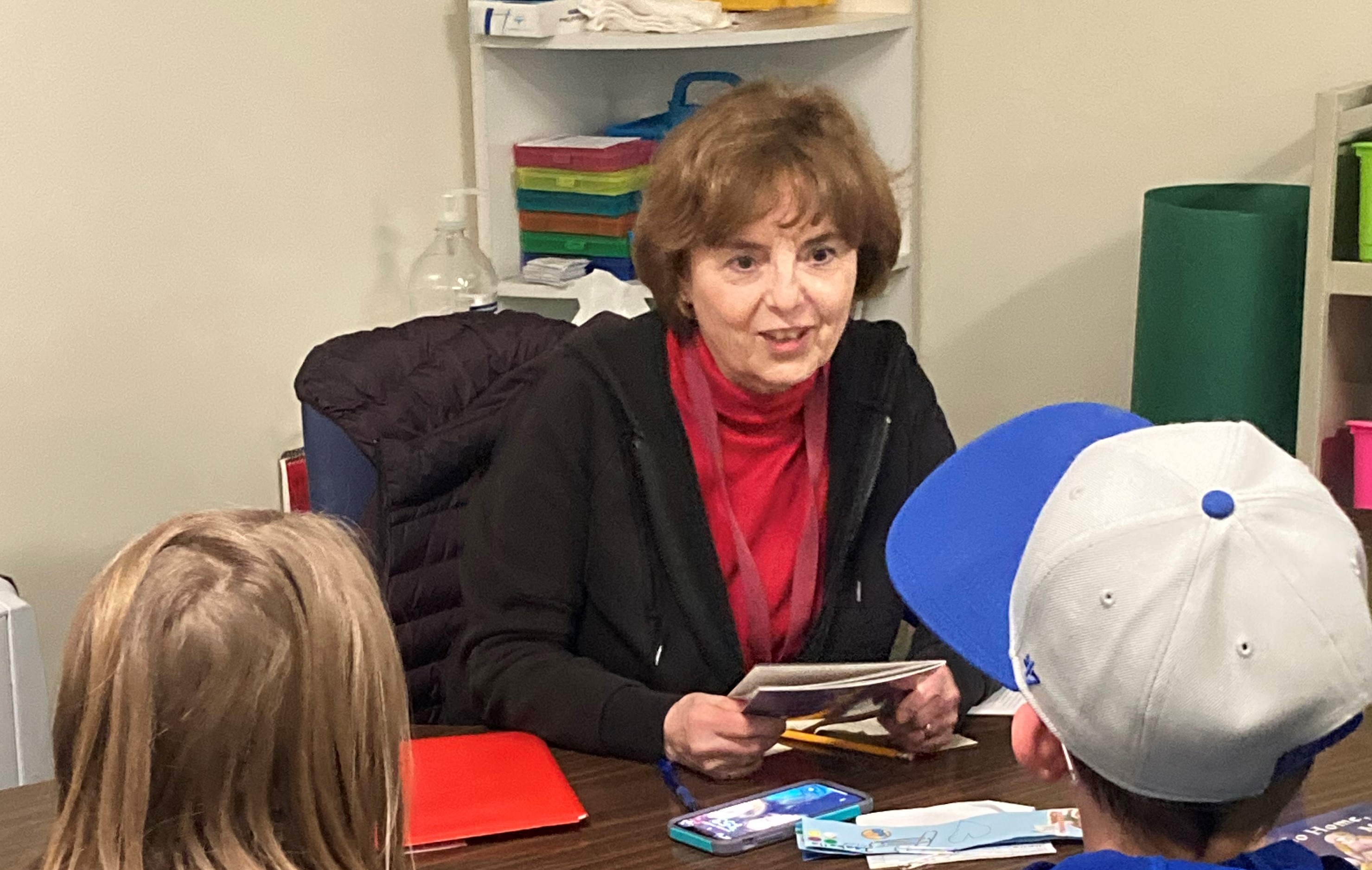   Kathy Moyer, working with students
